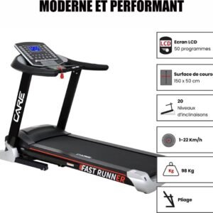 Tapis de course connecté - 22km/h - CARE - FAST RUNNER - KINOMAP