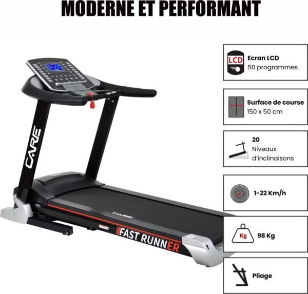 Tapis de course connecté - 22km/h - CARE - FAST RUNNER - KINOMAP – Image 4