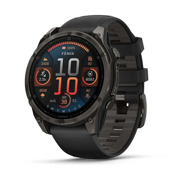 Montre GPS Garmin Fénix 8 AMOLED - 47 mm Sapphire Titane avec Bracelet en Silicone Orange Graphite – Image 10
