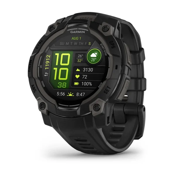 Montre GPS Garmin Instinct 3 AMOLED - 45 mm Noir avec Bracelet en Silicone Noir
