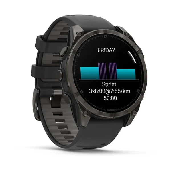 Montre GPS Garmin Fénix 8 AMOLED - 47 mm Sapphire Titane avec Bracelet en Silicone Orange Graphite – Image 8