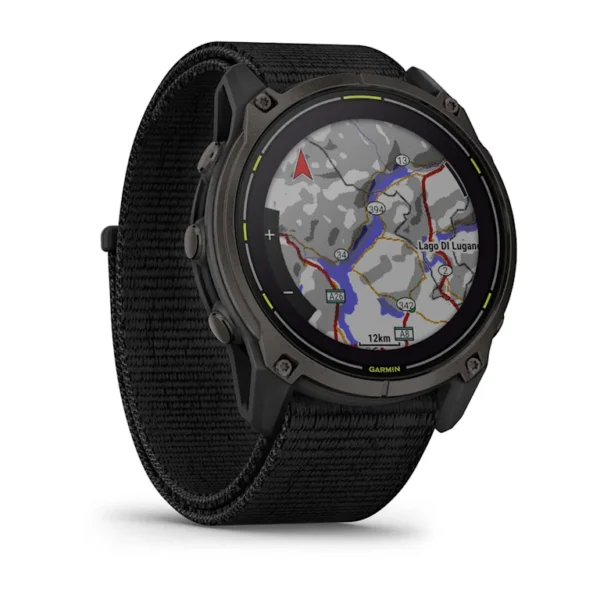 Montre GPS Garmin Enduro 3 Titane Carbon Gray DLC avec Bracelet UltraFit en Nylon Noir – Image 12