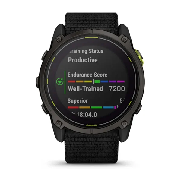 Montre GPS Garmin Enduro 3 Titane Carbon Gray DLC avec Bracelet UltraFit en Nylon Noir – Image 11