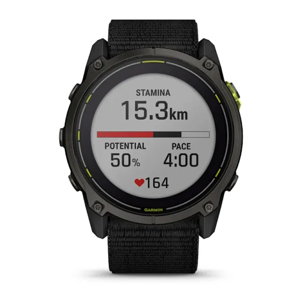 Montre GPS Garmin Enduro 3 Titane Carbon Gray DLC avec Bracelet UltraFit en Nylon Noir – Image 9
