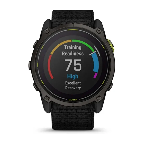 Montre GPS Garmin Enduro 3 Titane Carbon Gray DLC avec Bracelet UltraFit en Nylon Noir – Image 7