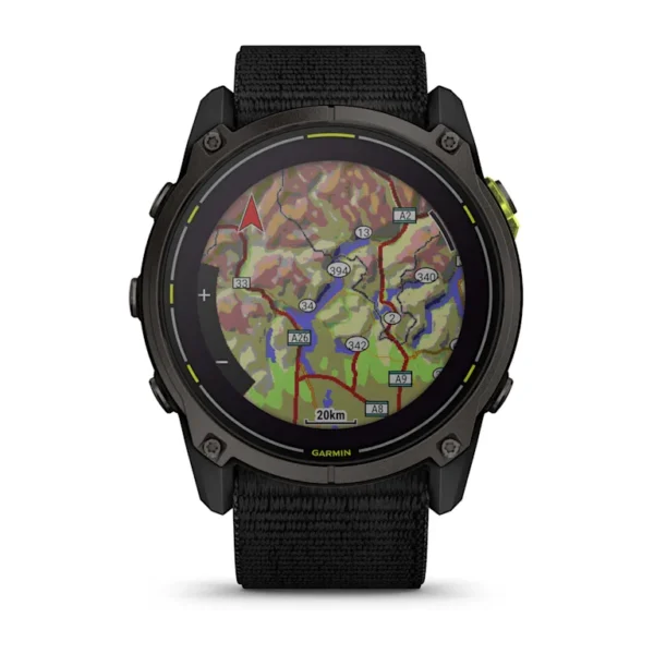Montre GPS Garmin Enduro 3 Titane Carbon Gray DLC avec Bracelet UltraFit en Nylon Noir – Image 6