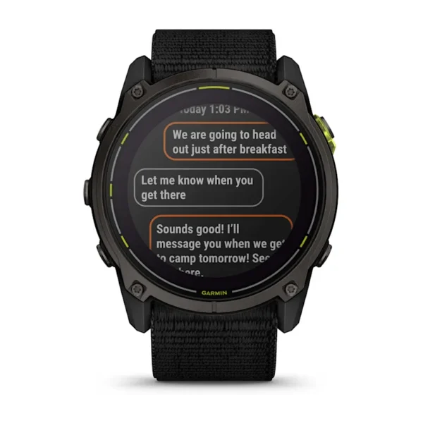 Montre GPS Garmin Enduro 3 Titane Carbon Gray DLC avec Bracelet UltraFit en Nylon Noir – Image 4